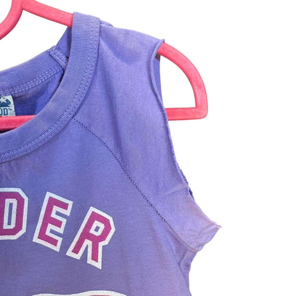 Junk Food Size 5 Girls Short TShirt No Sleeves Lavender Wonder Woman Girl Power - Picture 3 of 6